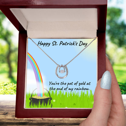 Happy St. Patrick's Day Gift - Pot of Gold - Lucky in Love Necklace