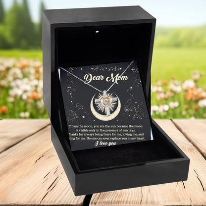 To My Mom If I am the Moon, You are the Sun Cross Pendant Necklace