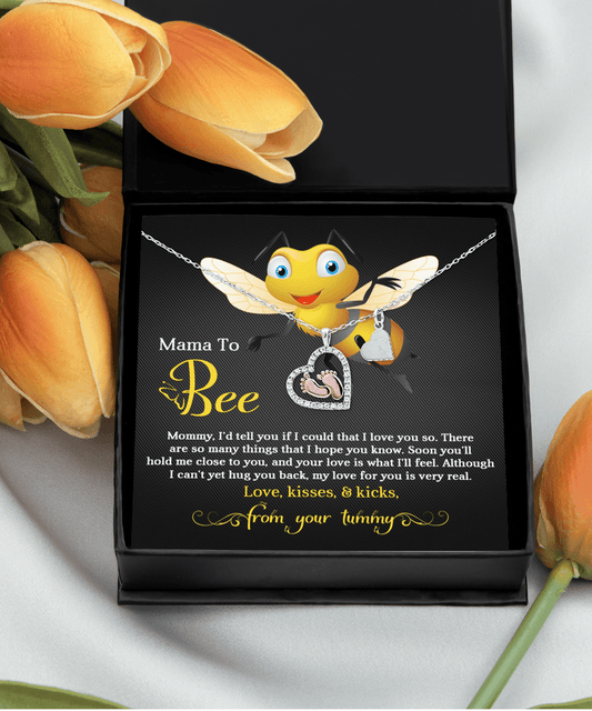 Mama To Bee Baby Feet Charm Necklace Love, Kisses and Kicks from your Tummy - Mallard Moon Gift Shop