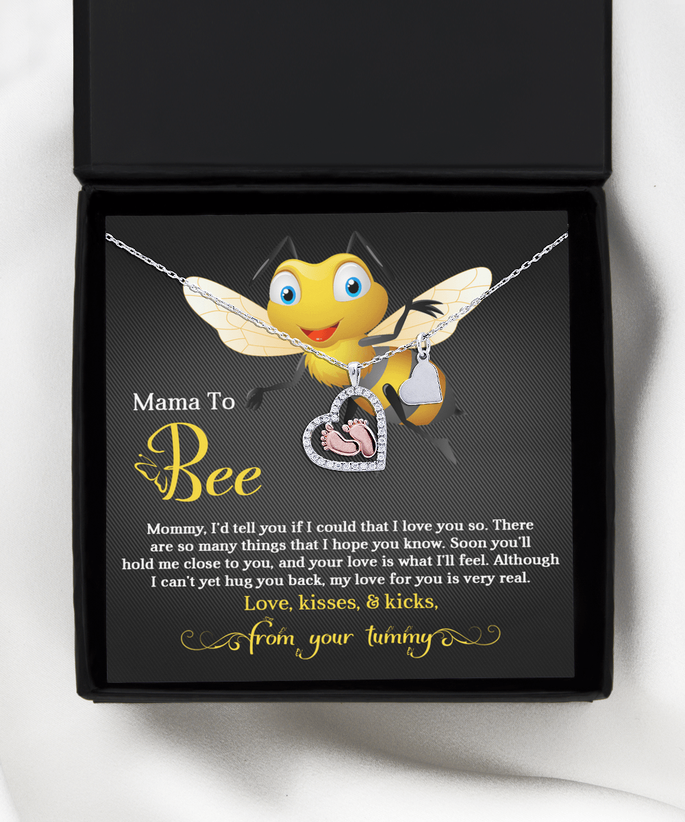 Mama To Bee Baby Feet Charm Necklace Love, Kisses and Kicks from your Tummy - Mallard Moon Gift Shop