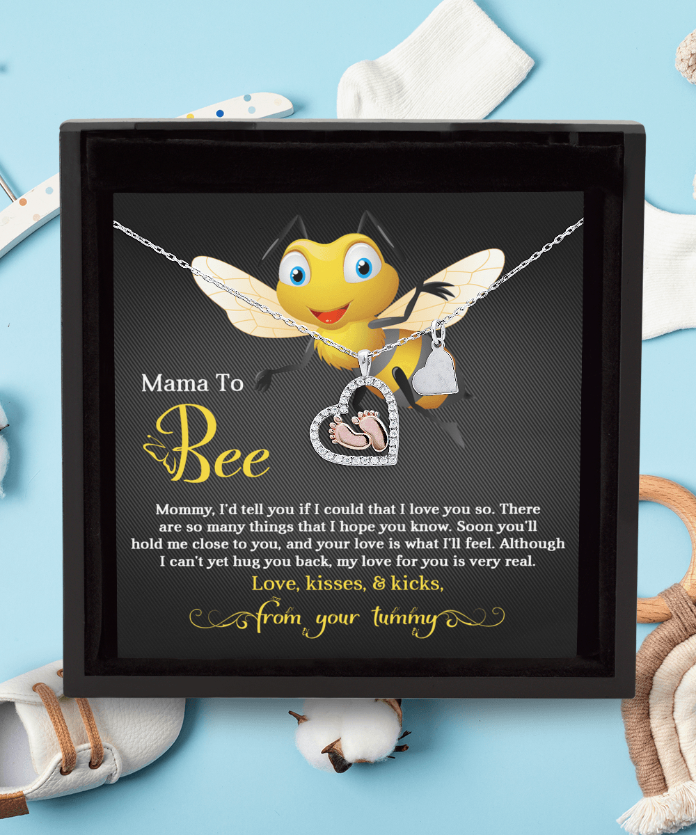 Mama To Bee Baby Feet Charm Necklace Love, Kisses and Kicks from your Tummy - Mallard Moon Gift Shop