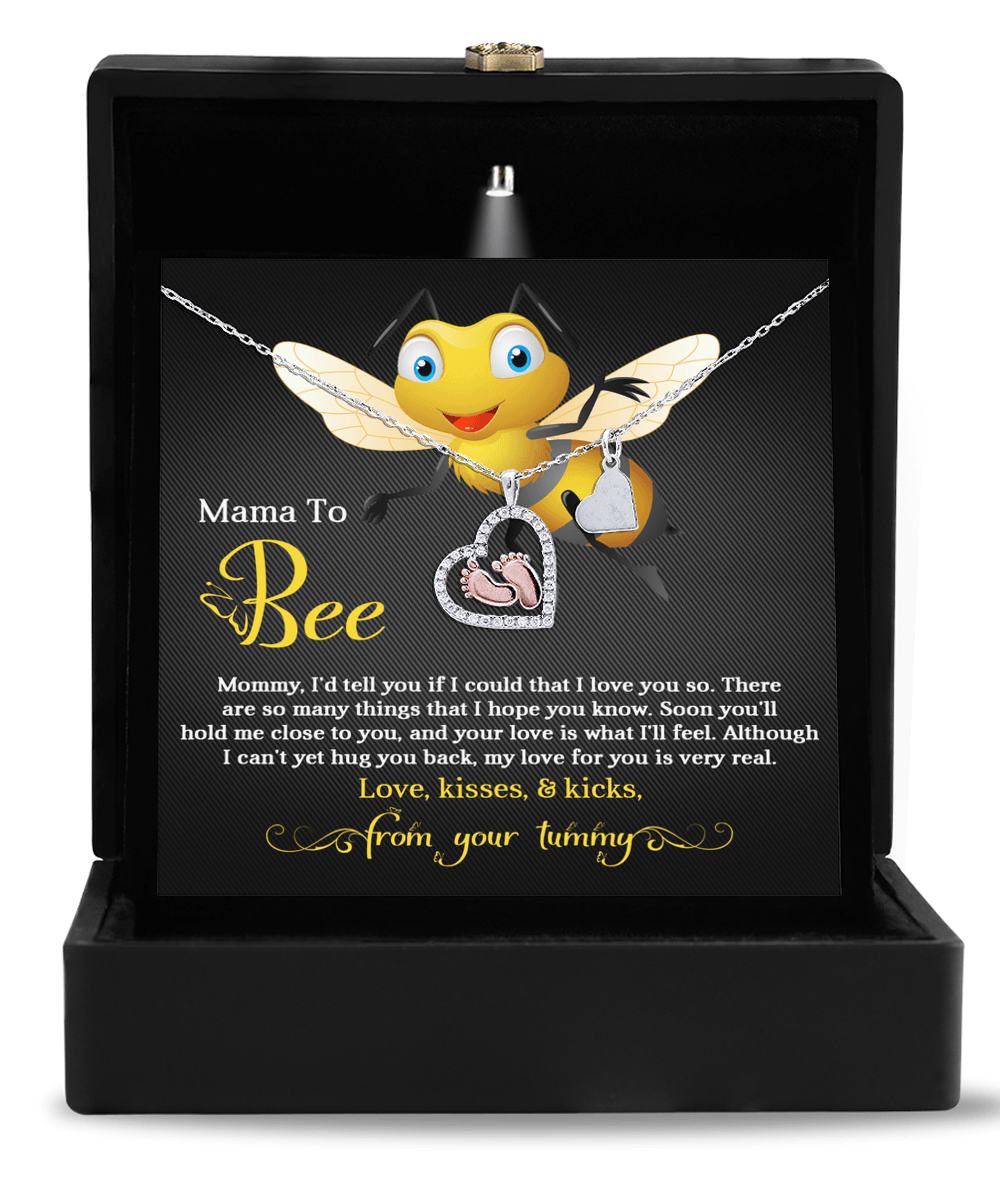 Mama To Bee Baby Feet Charm Necklace Love, Kisses and Kicks from your Tummy - Mallard Moon Gift Shop