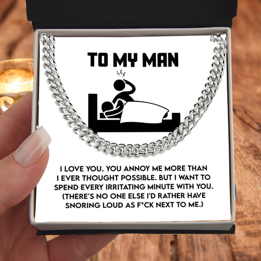 Gift for Husband, Boyfriend, or Soulmate - Cuban Chain Necklace with Funny 'To My Man' Message Card