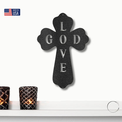 God Love Cross Metal Art Wall Sign