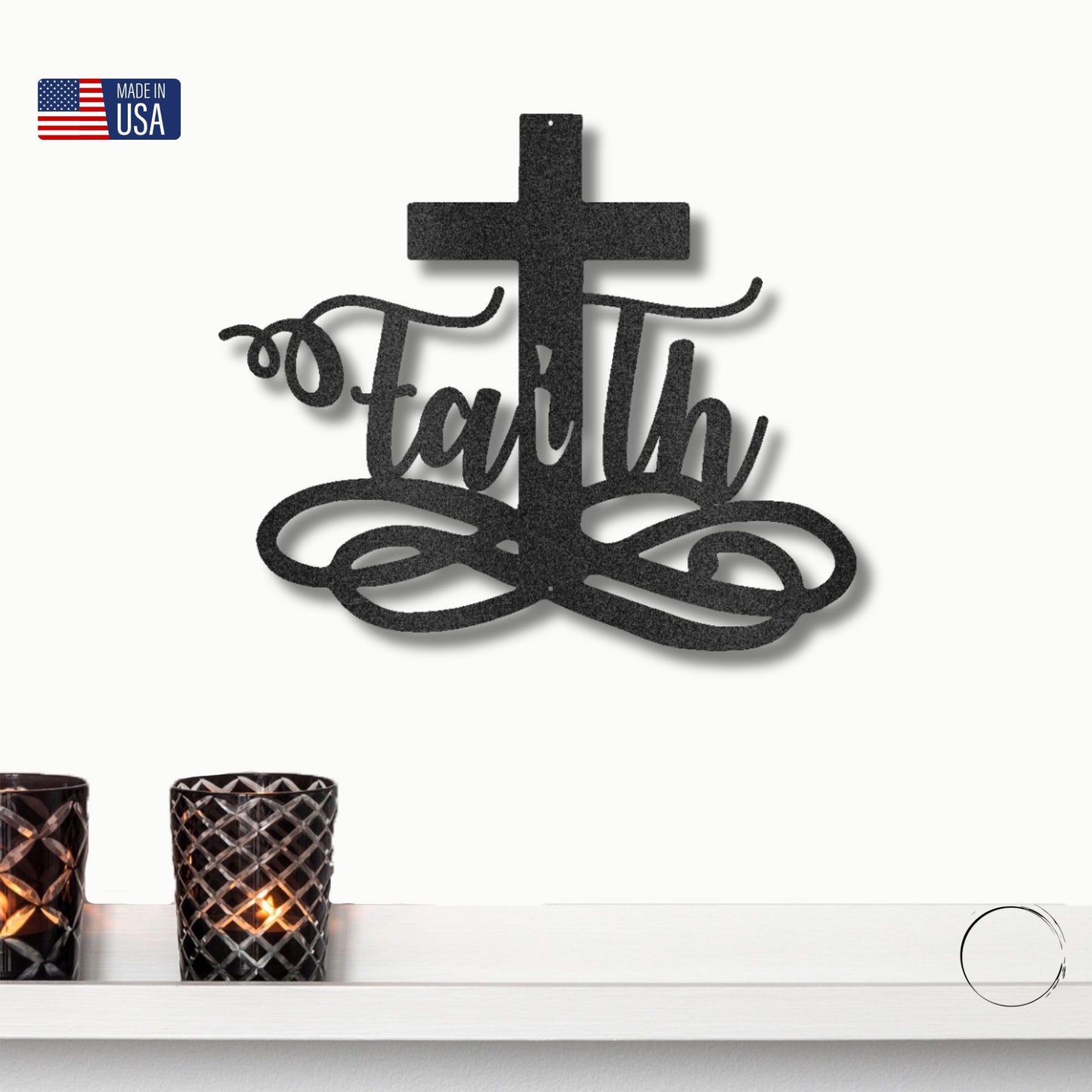 Faith Cross Metal Wall Art Spiritual Home Decor