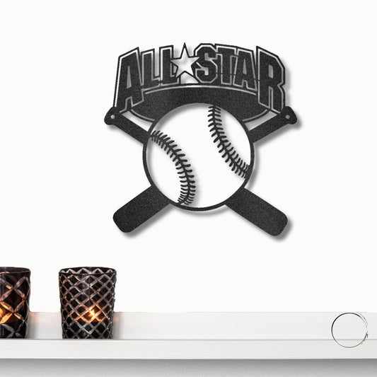 Baseball All Star Metal Art Wall Sign