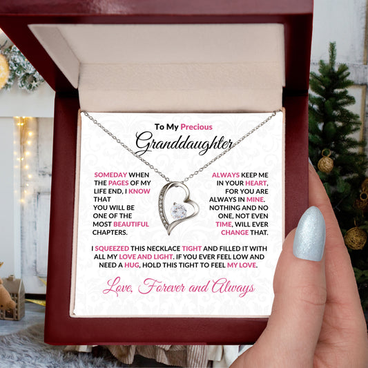 To My Precious Granddaughter Forever Love Heart Pendant Necklace