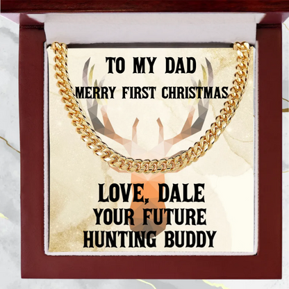 Gift From Future Hunting Buddy Cuban Link Chain Necklace Birthday Father's Day Christmas Holiday Gift for Hunter Dad