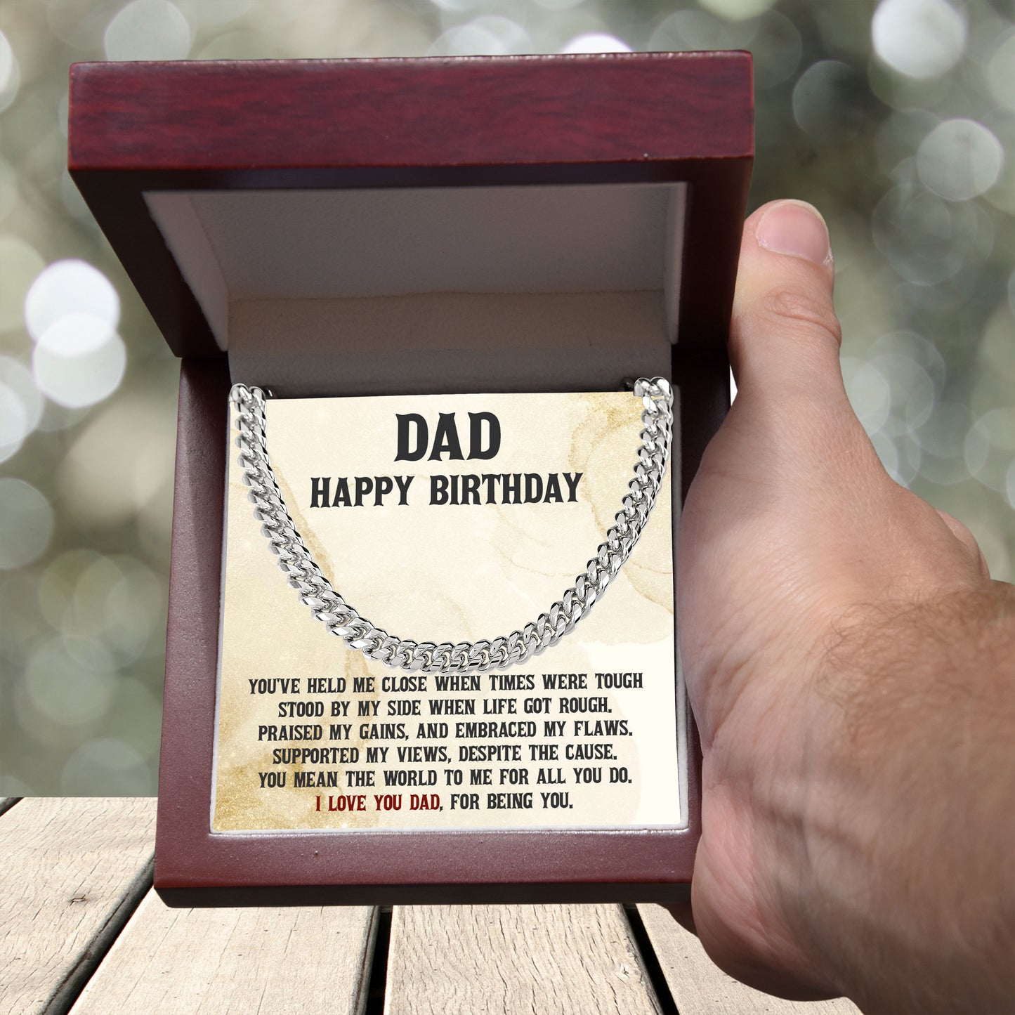 Dad Birthday, Christmas, Father's Day Personalized Cuban Link Chain Necklace - You Mean the World to Me