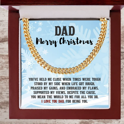 Dad Birthday, Christmas, Father's Day Personalized Cuban Link Chain Necklace - You Mean the World to Me