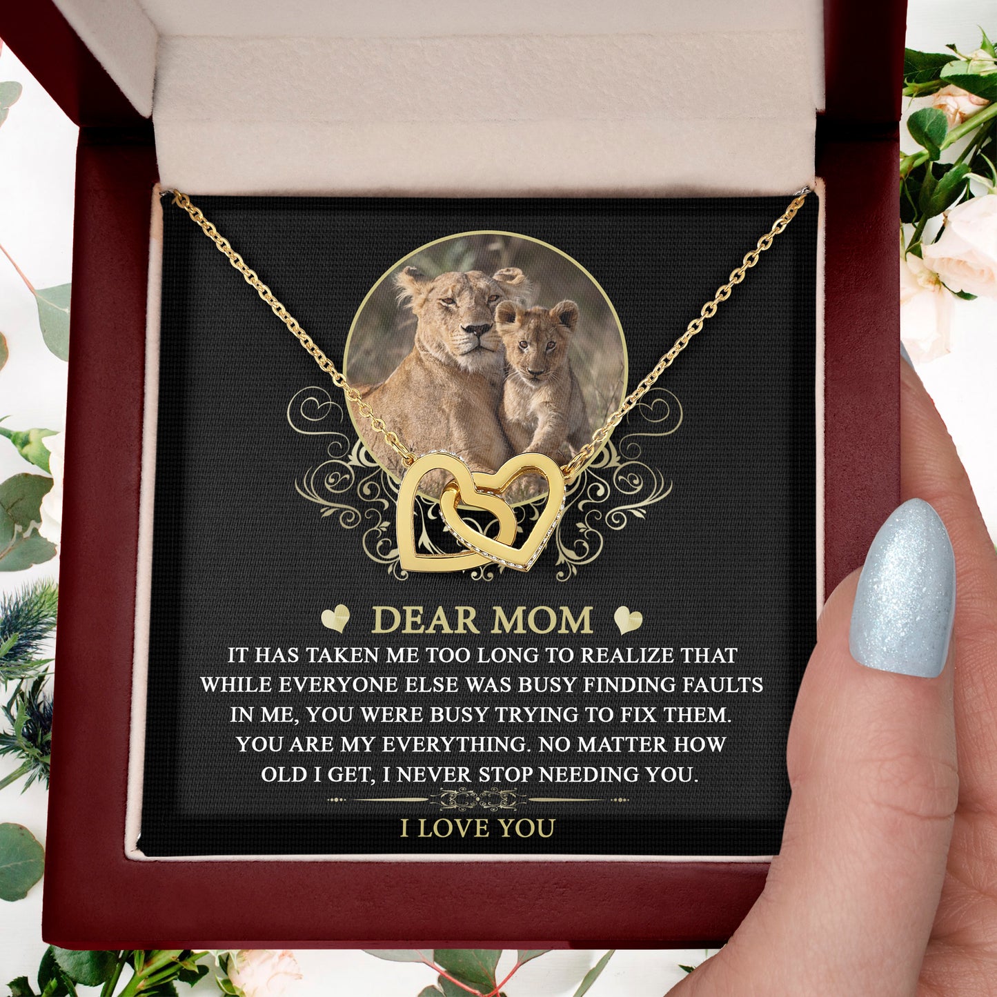 Gift for Mom You are My Everything Interlocking Hearts Necklace