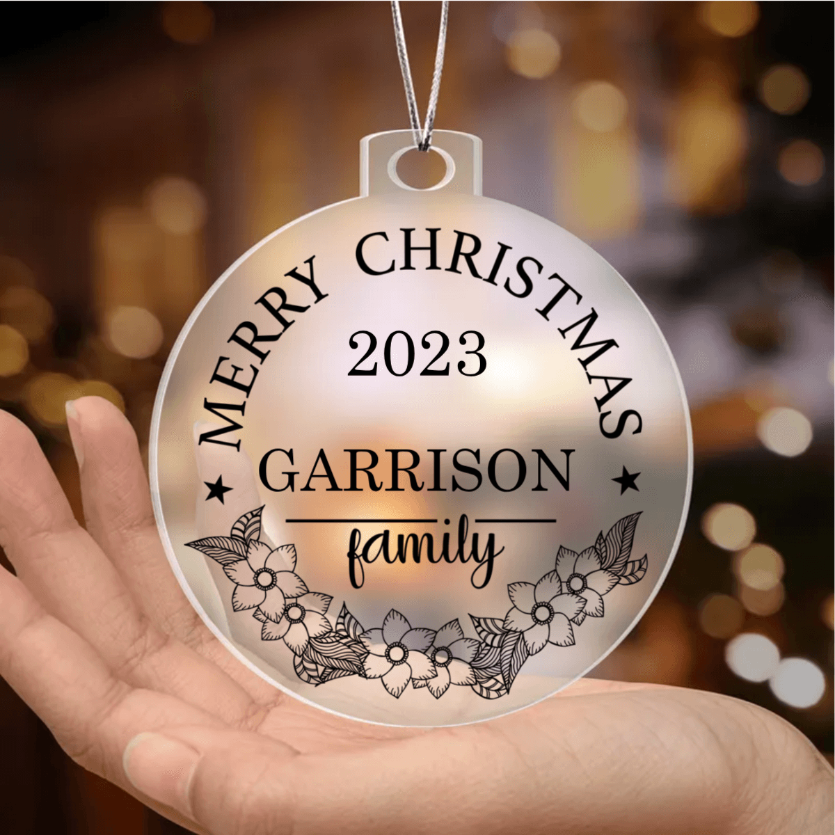 Merry Christmas From the Family Personalized Acrylic Keepsake Ornament - Mallard Moon Gift Shop