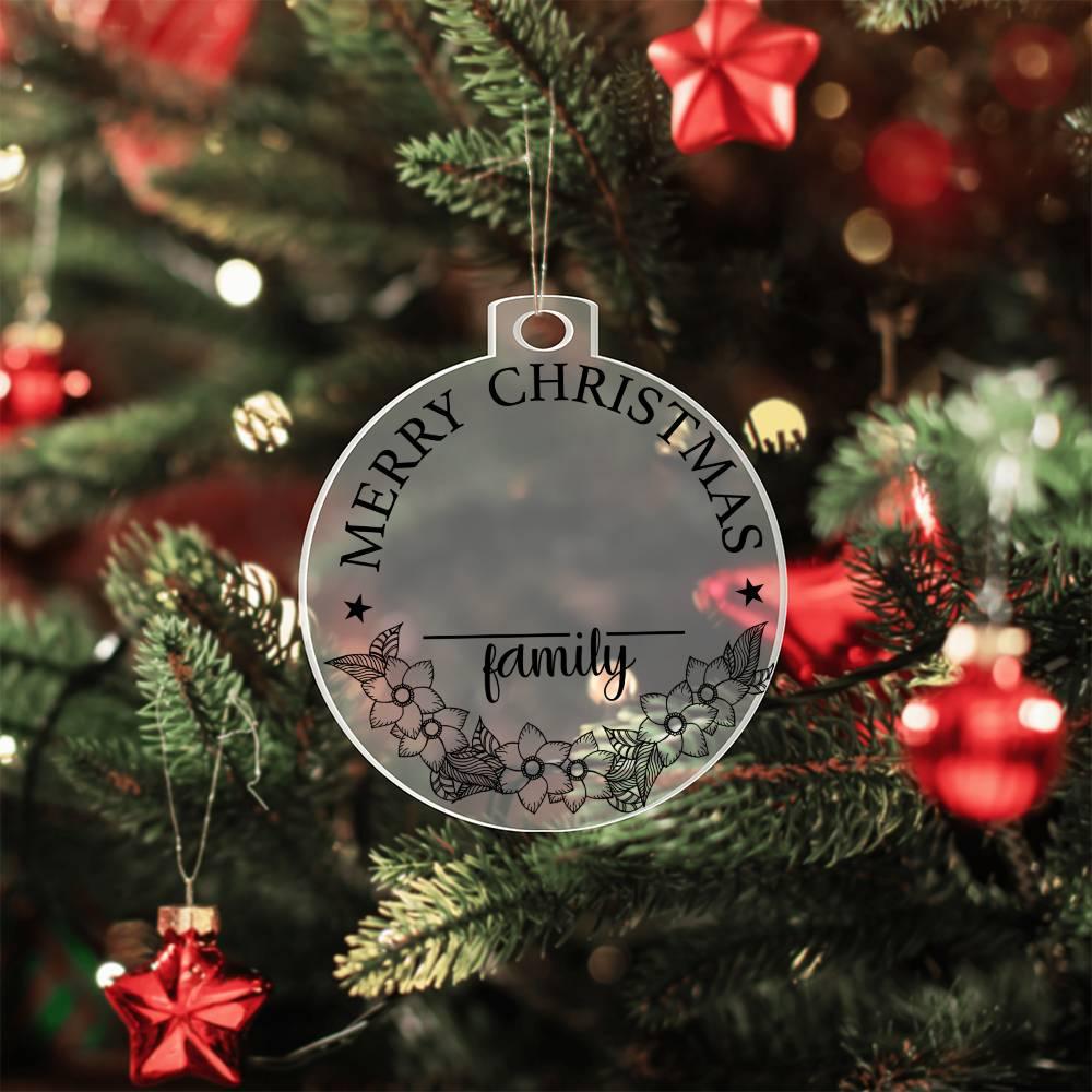 Merry Christmas From the Family Personalized Acrylic Keepsake Ornament - Mallard Moon Gift Shop