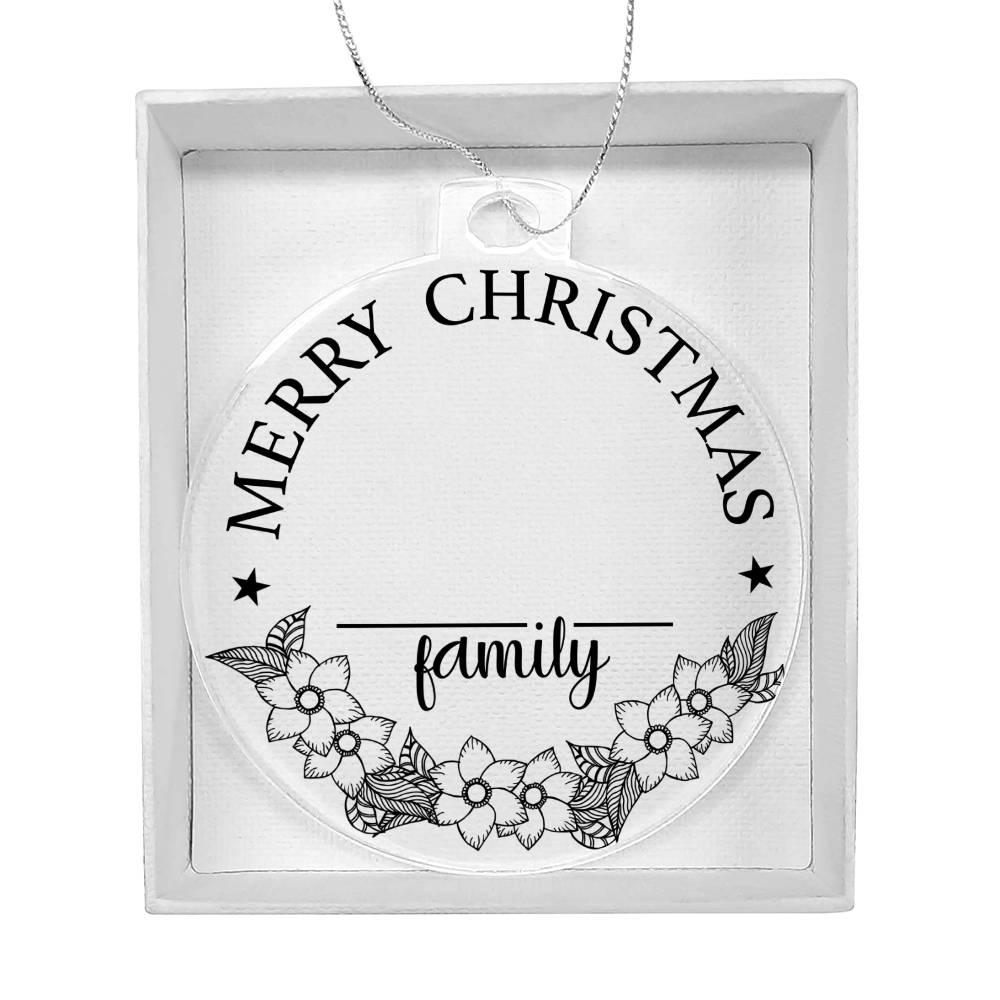 Merry Christmas From the Family Personalized Acrylic Keepsake Ornament - Mallard Moon Gift Shop