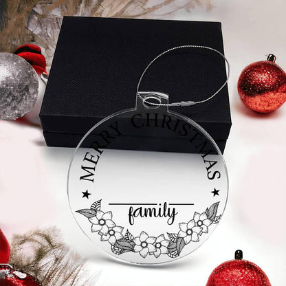 Merry Christmas From the Family Personalized Acrylic Keepsake Ornament - Mallard Moon Gift Shop