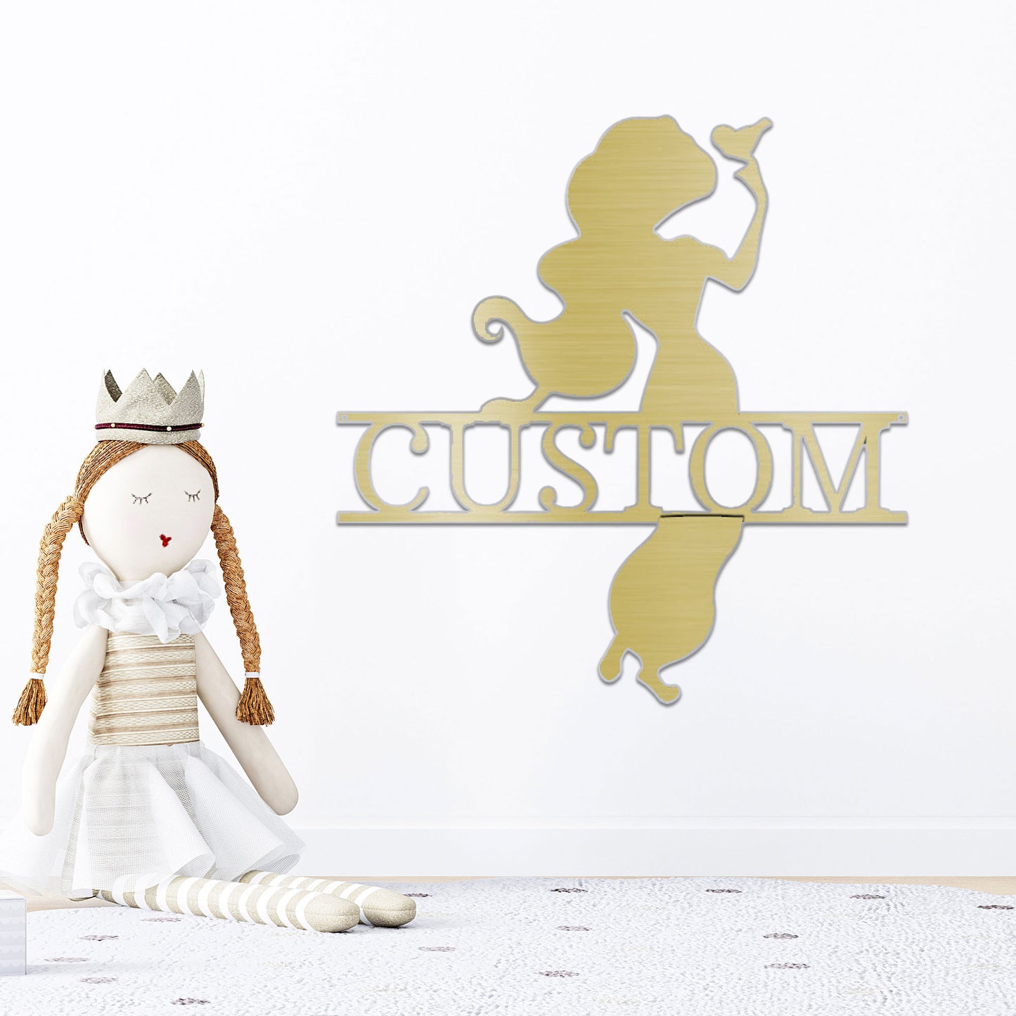 Princess Silhouette Monogram Metal Art Steel Wall Sign