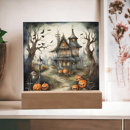 Midnight Manor: Premium Acrylic Halloween Plaque - Mallard Moon Gift Shop