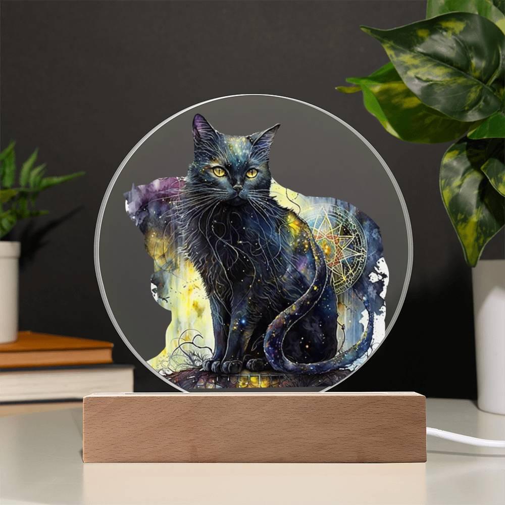 Midnight Purr: Black Cat's Acrylic Display - Mallard Moon Gift Shop