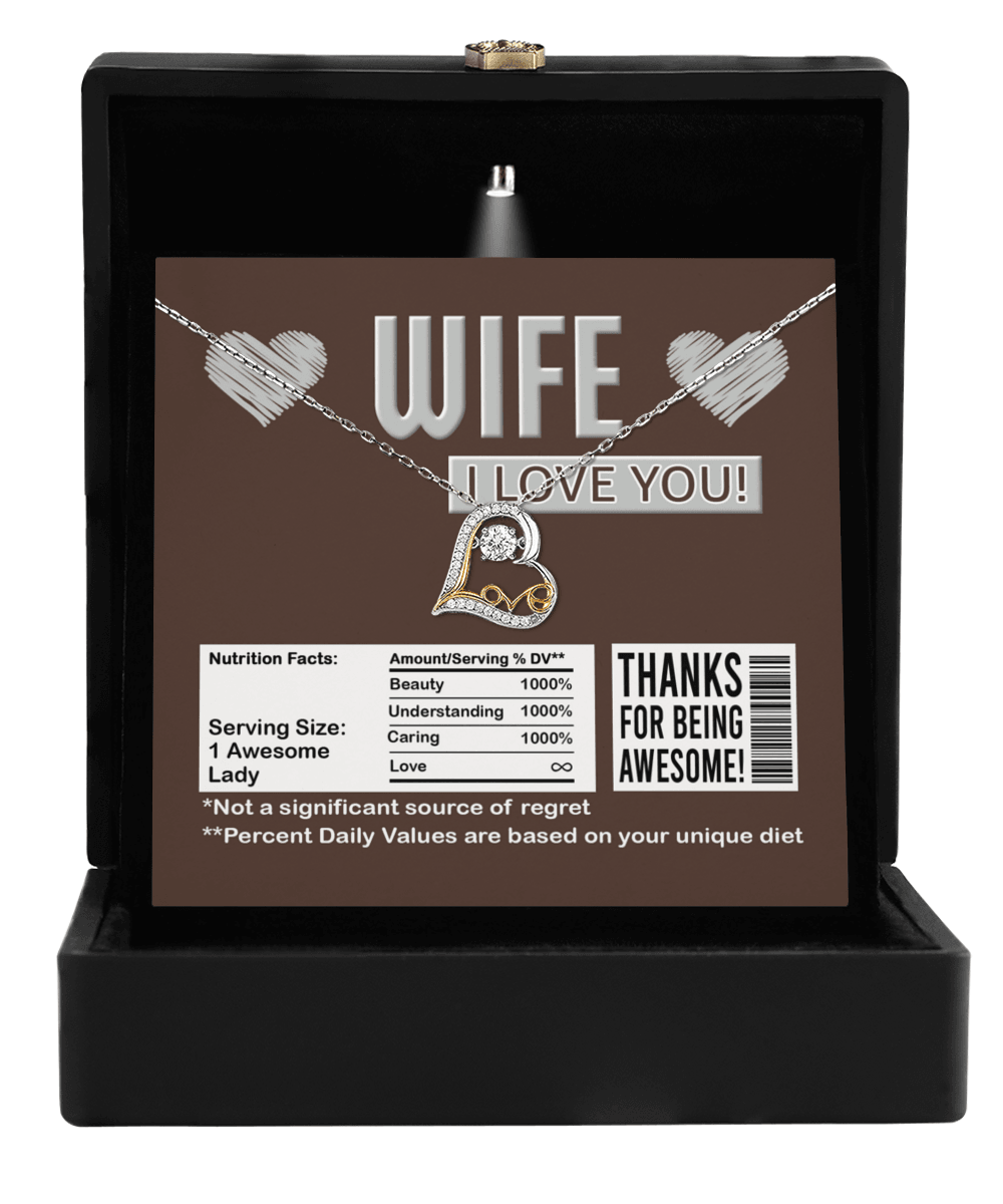 Wife Funny Nutrition Facts Love Heart Pendant Necklace Wedding Anniversary Birthday Valentine Gift From Husband