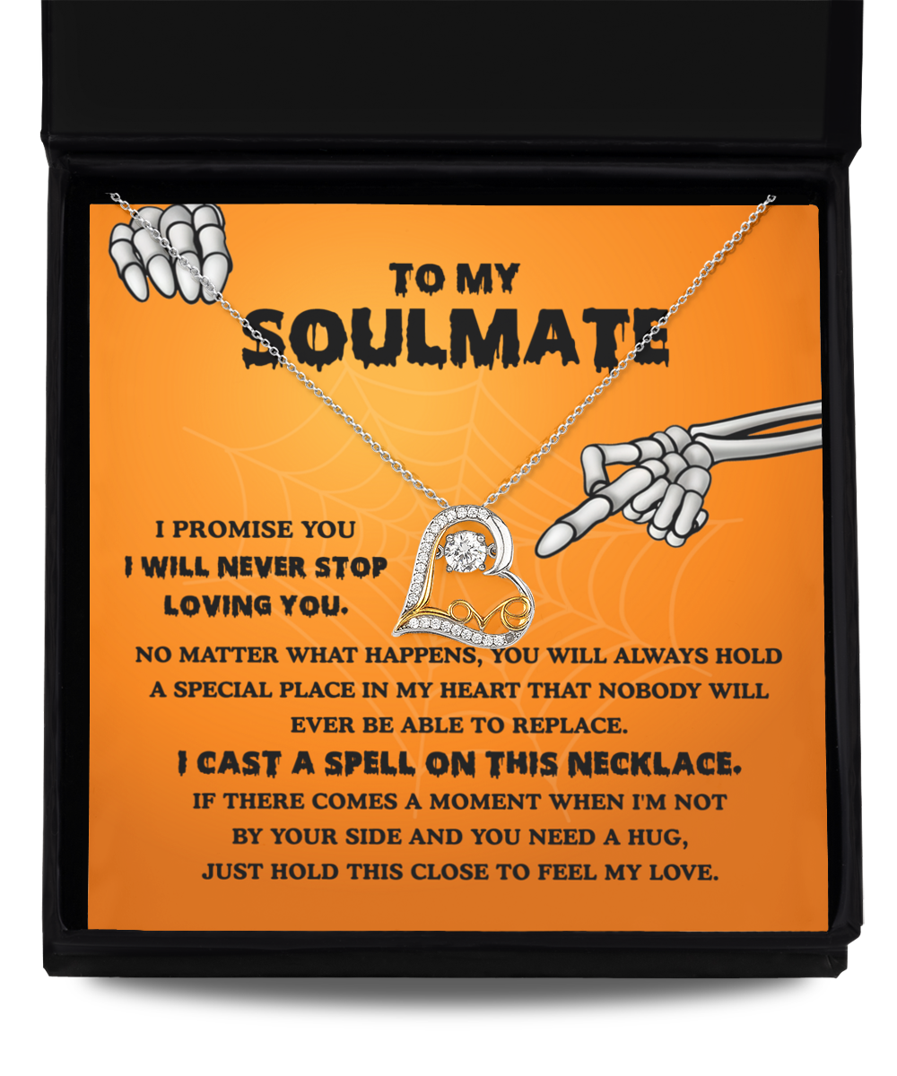 Soulmate-Never Stop Loving Halloween Love Dancing Heart Necklace