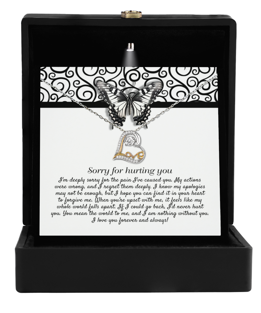 Apology Gift - Sorry for Hurting You - I am Nothing Without You - Love Dancing Heart Pendant Necklace