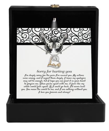 Apology Gift - Sorry for Hurting You - I am Nothing Without You - Love Dancing Heart Pendant Necklace