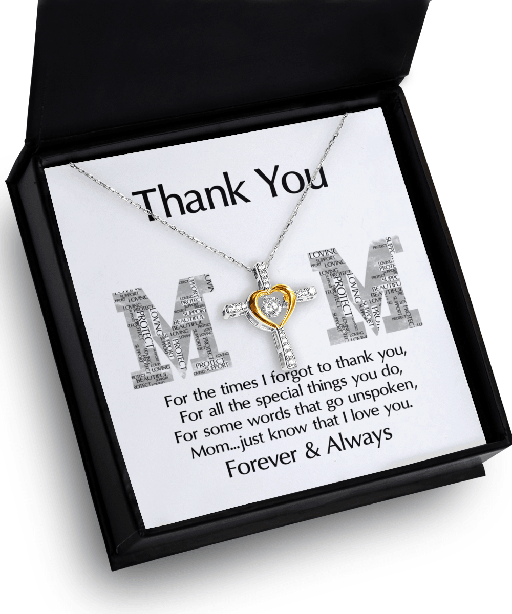 Gift for Mom - Thank You For Everything You Do Cross Pendant Necklace