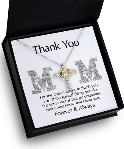 Gift for Mom - Thank You For Everything You Do Cross Pendant Necklace