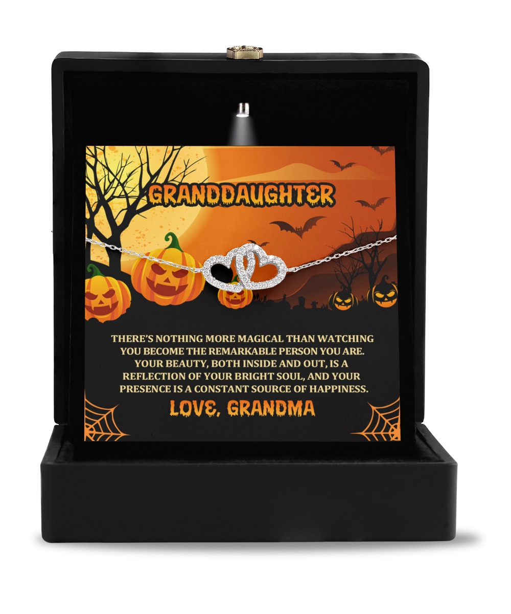 Granddaughter Halloween Nothing More Magical Personalized Interlocking Hearts Bracelet