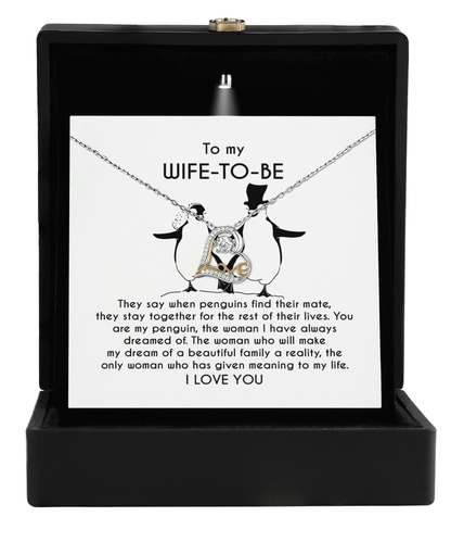 To My Wife-to-be You Are My Penguin Love Dancing Heart Pendant Necklace