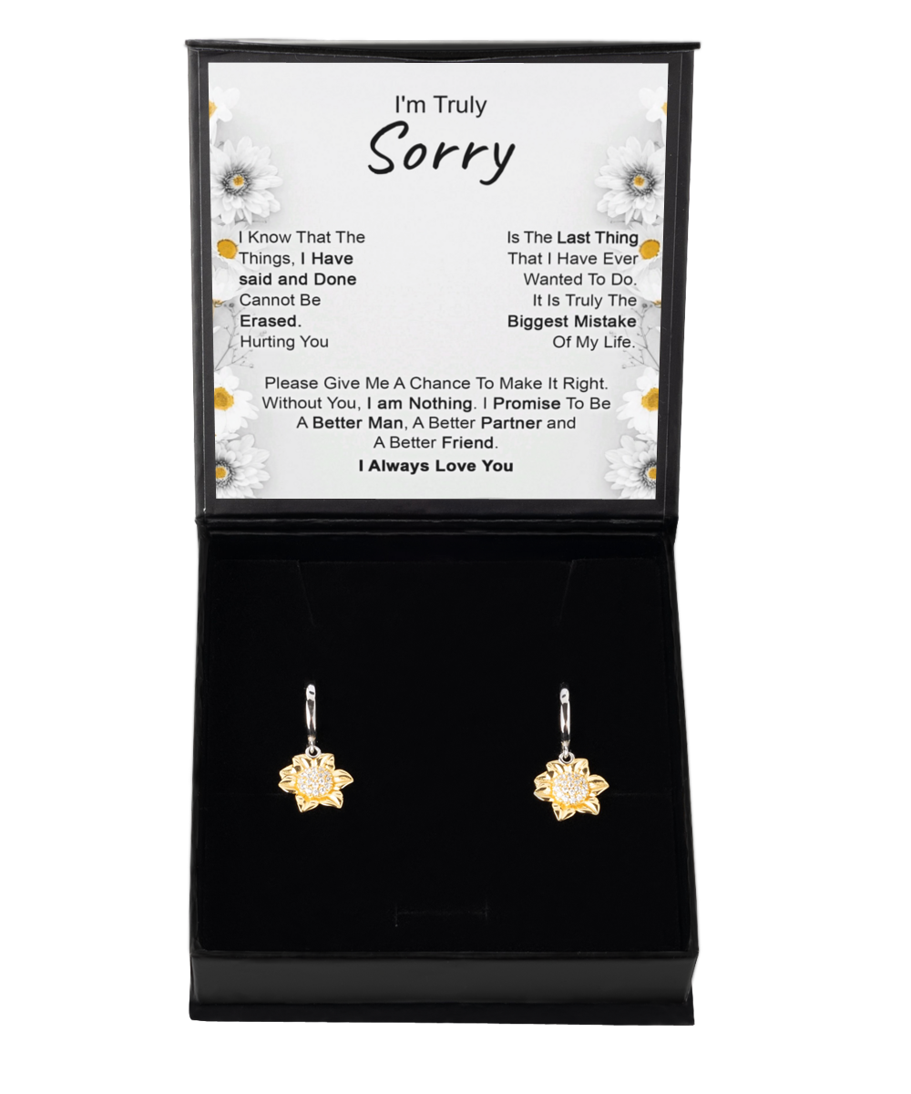 Apology Gift for Girlfriend, Wife, Soulmate - I’m Truly Sorry - Sunflower Jewelry