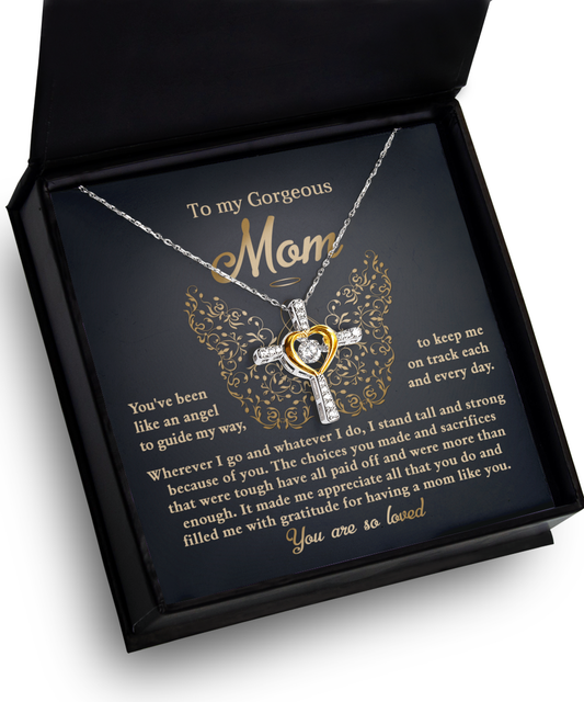 To My Mom You Are Like An Angel To Guide My Way Cross Pendant Necklace