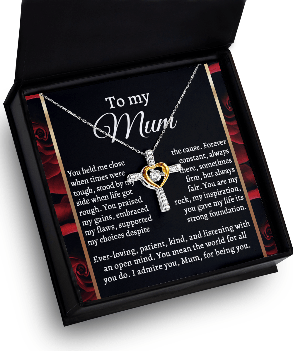 To My Mum You Gave My Life its Strong Foundation Cross Pendant Necklace