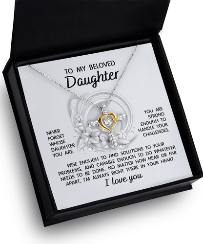 Daughter - I'm Always in Your Heart -Cross Pendant Necklace Wedding Birthday Graduation Gift