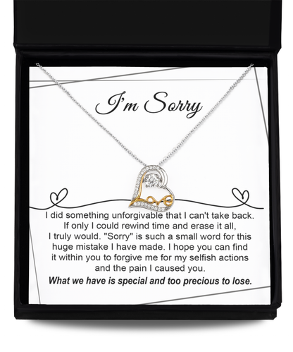 Apology Gift for Girlfriend, Wife, Soulmate - I'm Sorry, Forgive Me for the Pain I Caused You  - Love Heart Pendant Necklace