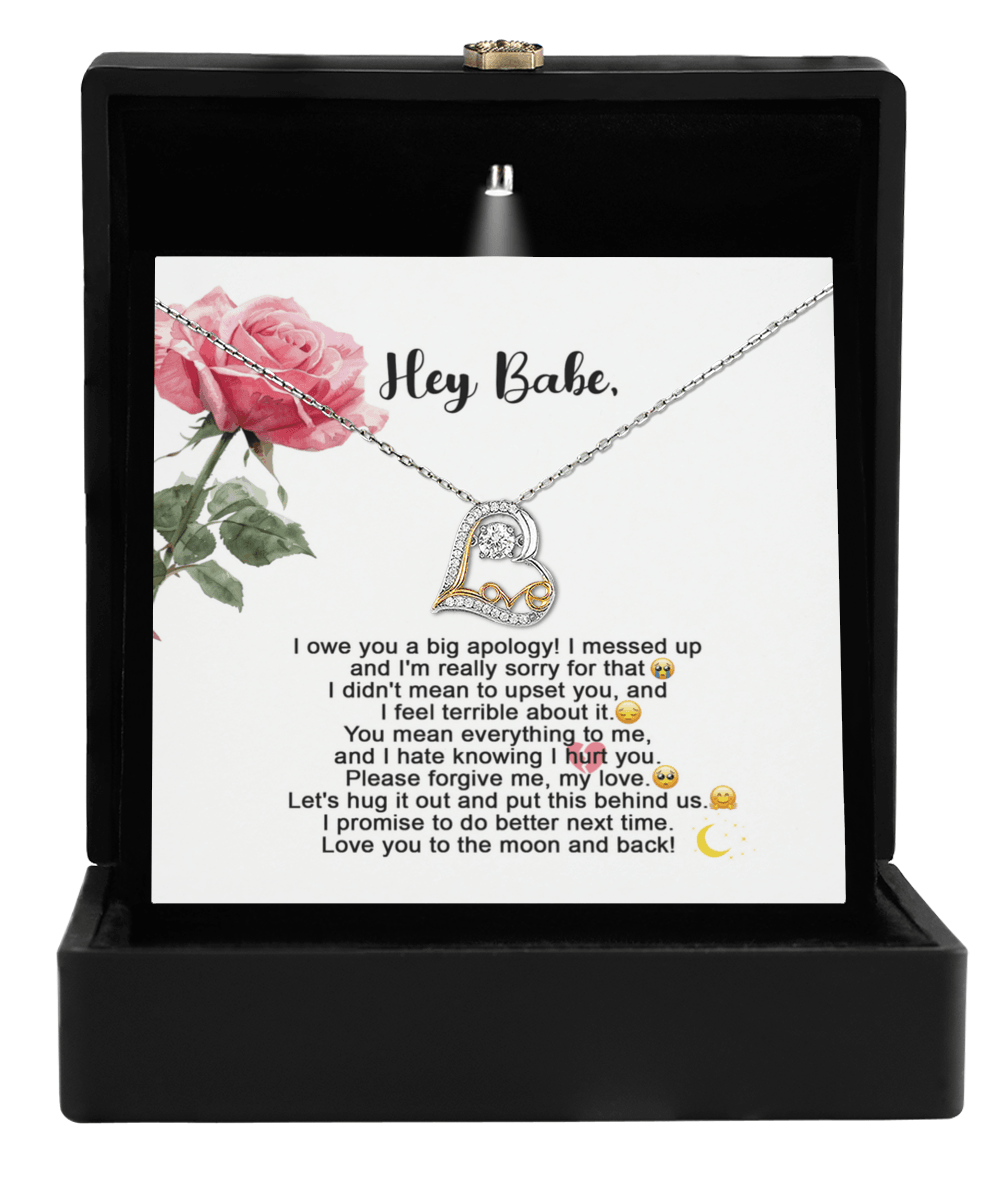 Apology Gift for Her - I'm Sorry, Please Forgive Me, Let's Hug It Out - Love Dancing Heart Pendant Necklace