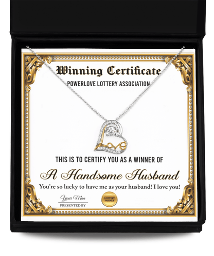 Wife Wedding Day, Anniversary, Birthday Gift - Winning Certificate - Love Dancing Heart Pendant Necklace