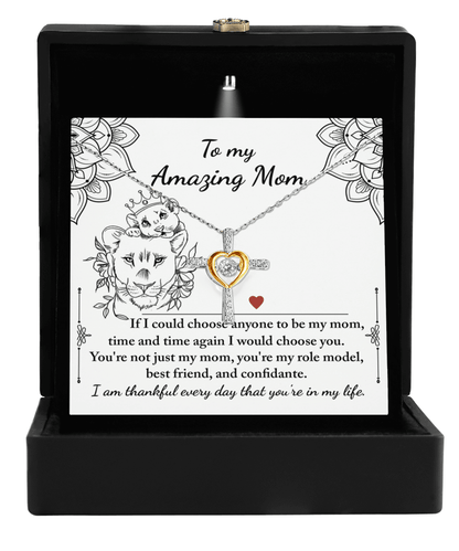 To My Amazing Mom You are my Best Friend, Role Model, and Confidante Cross Pendant Necklace