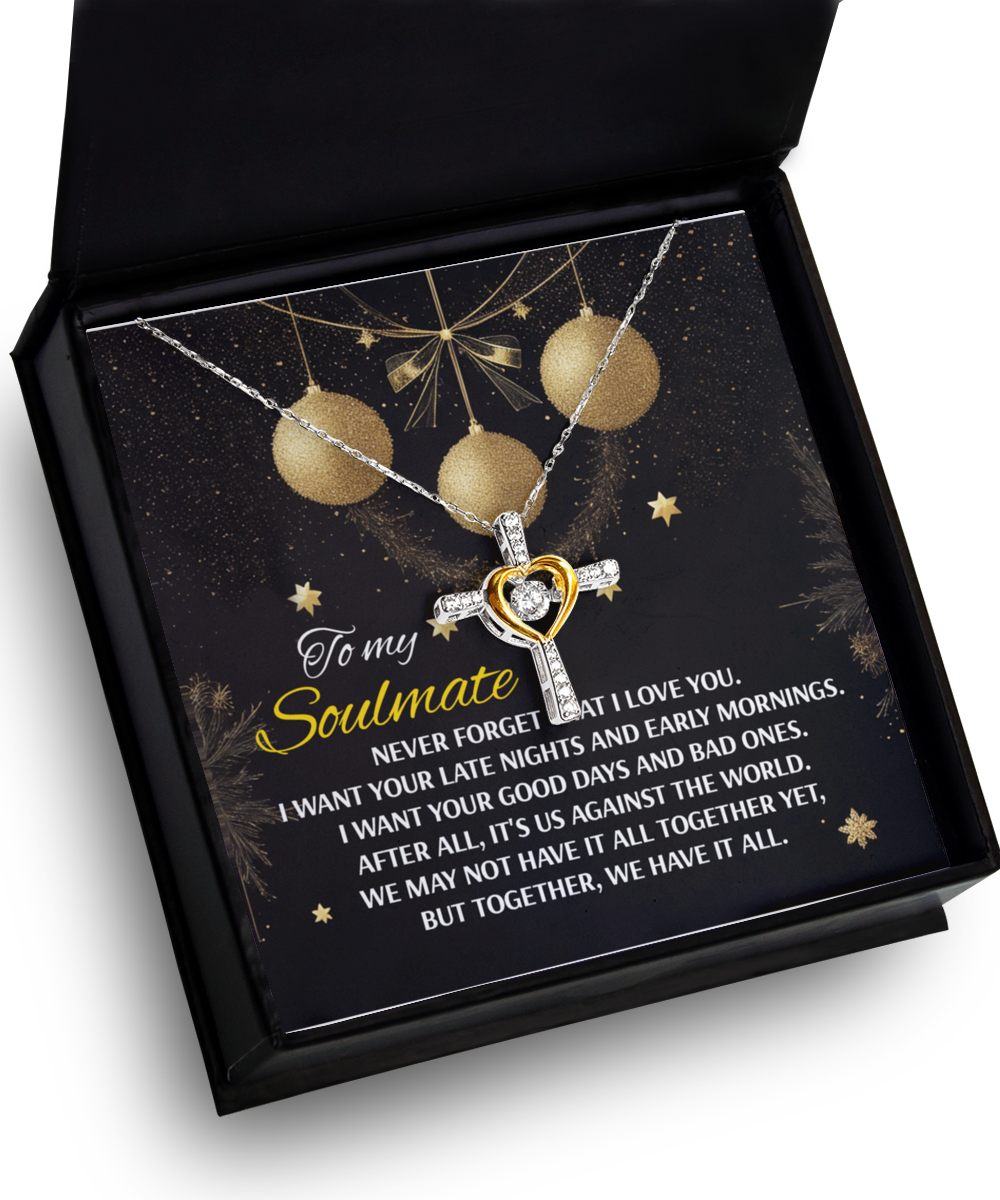 Soulmate, Wife, Girlfriend Romantic Gift - Have It All - Dancing Cross Pendant Necklace