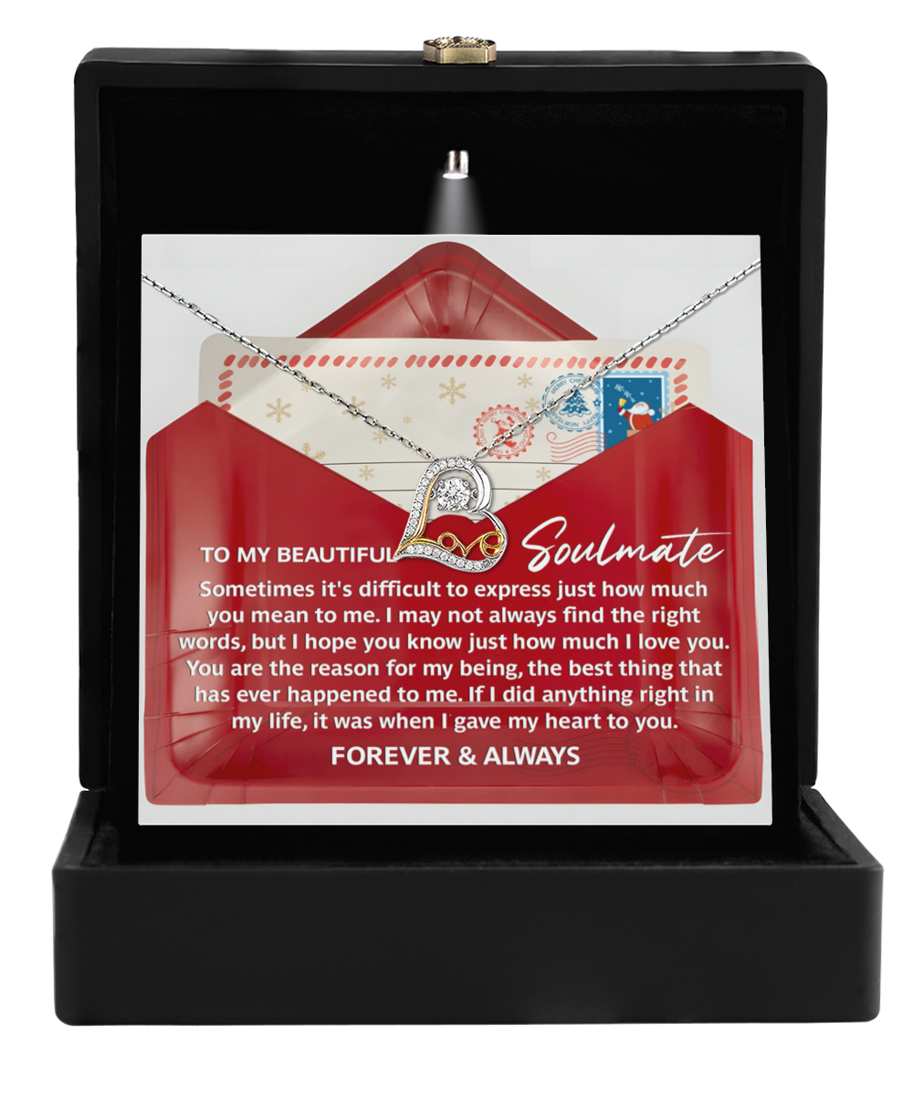 Gift for Soulmate - Right Words - Love Dancing Heart Pendant Necklace