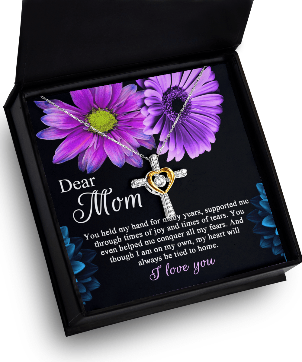 Dear Mom You Held My Hand Through the Years Cross Pendant Necklace