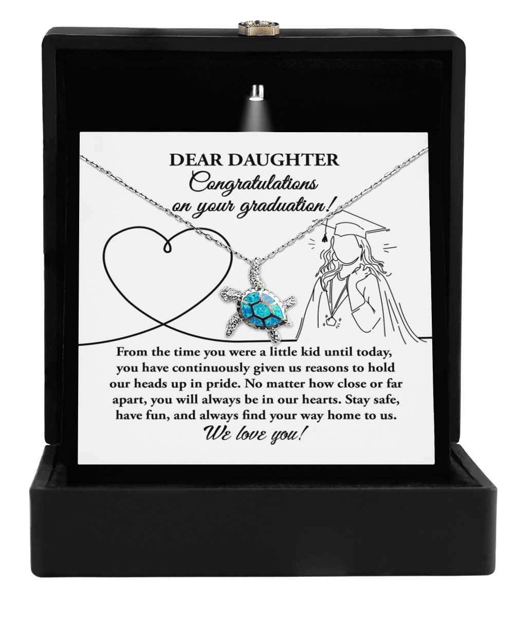 Daughter Graduation Gift Congratulations Stay Safe Have Fun Opal Turtle Pendant Necklace