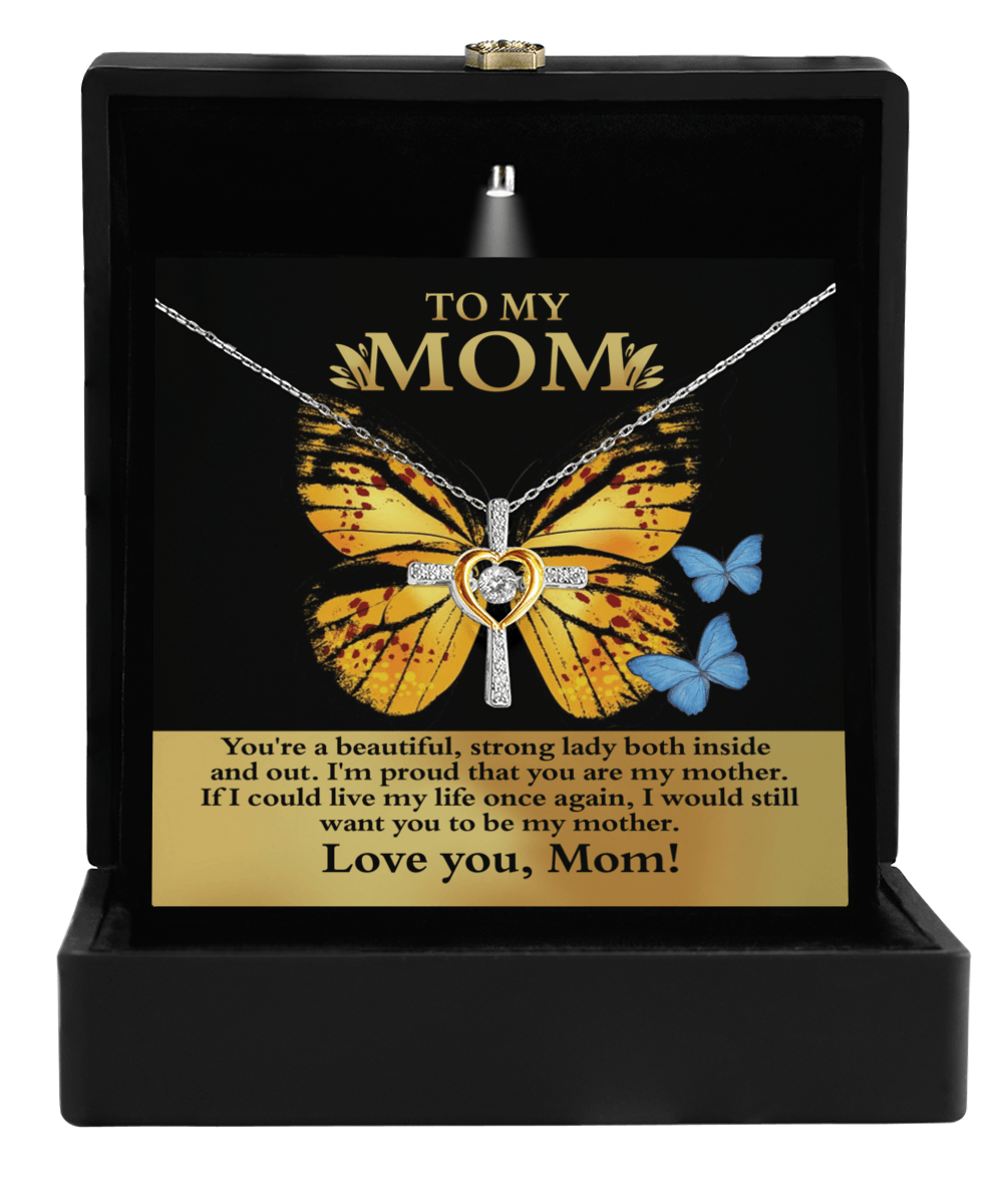 Gift for Mom You are a Strong Lady, I'm Proud of You Cross Pendant Necklace