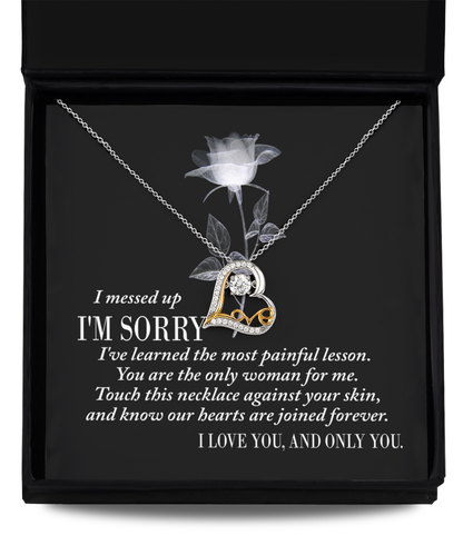 Apology Gift for Girlfriend, Wife, Soulmate - Sorry, Painful Lesson - Love Dancing Heart Pendant Necklace