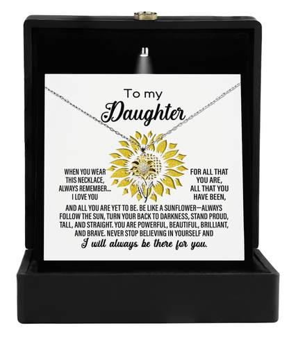 Daughter Never Stop Believing In Yourself Sunflower Pendant Necklace Birthday Graduation Holiday Gift