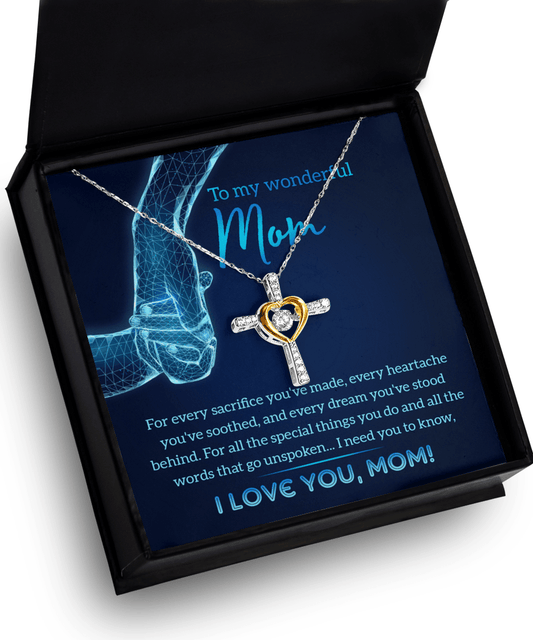 Gift for Mom You Stood Behind My Dreams Cross Pendant Necklace