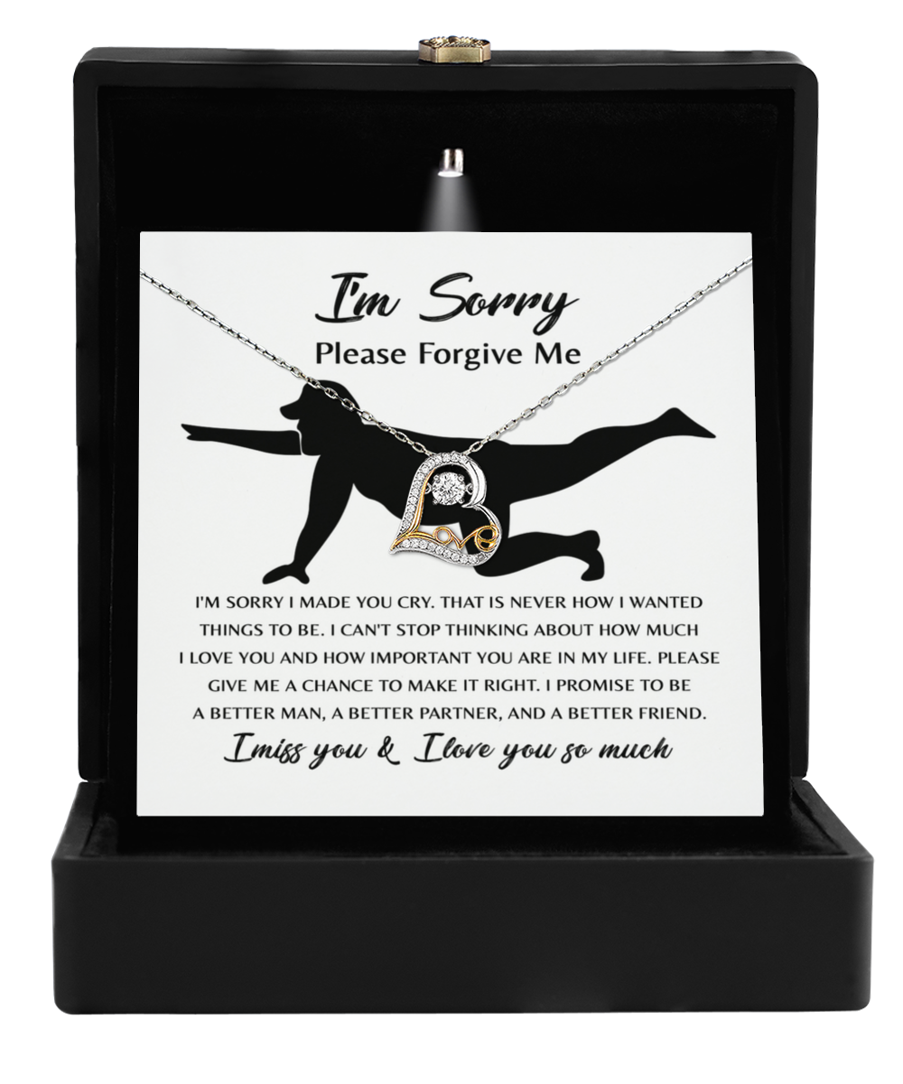 Apology Gift for Girlfriend, Wife, Soulmate - Sorry, Things To Be - Love Dancing Heart Pendant Necklace