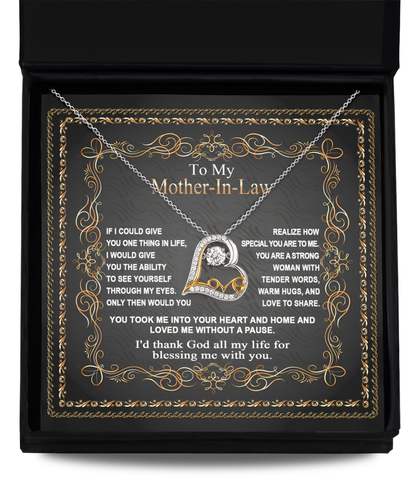 Mother-in-Law Gift You Took Me Into Your Heart and Home Heart Pendant Necklace