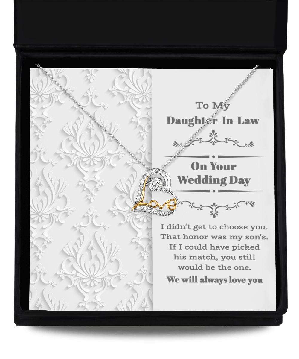 Daughter-in-law - On Your Wedding Day - Love Heart Pendant Necklace Gift for Bride Daughter in Law Jewelry