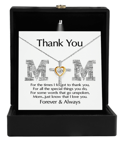 Gift for Mom - Thank You For Everything You Do Cross Pendant Necklace